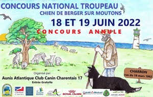 Annulation du concours troupeau des 18 & 19 juin 2022